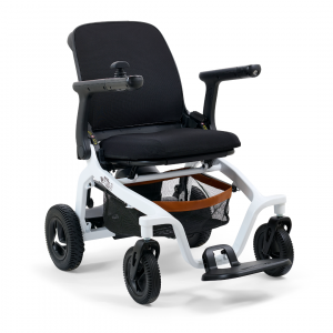 Image of the Quickie Q50 R Carbon Folding Power Wheelchair - Lightweight, compact, and maneuverable electric wheelchair with a carbon fiber frame for easy travel and everyday use.