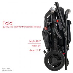 Image of the folding on the Jazzy Power Wheelchair with Carbon Fiber Frame - Lightweight, maneuverable power wheelchair featuring a carbon fiber frame for improved performance and durability.