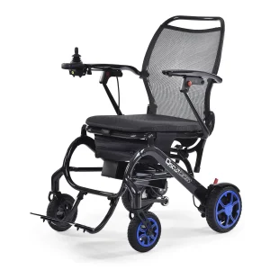 Front left image of the Quickie® Q50 R Carbon - Ultra-lightweight, folding power wheelchair for travel and everyday use.