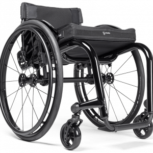 Side view of the Ki Mobility Rogue 2 Wheelchair - Lightweight, high-performance manual wheelchair with a rigid frame, designed for increased stability and maneuverability.