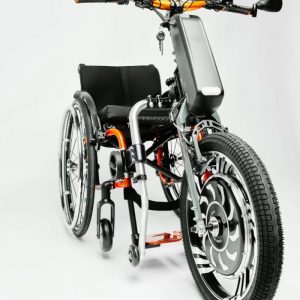 Front right image of the orange Praschberger Vario Drive power assist. Effortless Assistance for Everyday Mobility Needs
