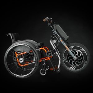 Right side image of the orange Praschberger Vario Drive power assist. Effortless Assistance for Everyday Mobility Needs