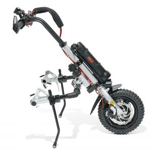 Right side image of the silver unattached Rio Firefly 2.5 - Electric Power Assist for Manual Wheelchairs.