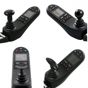 Four images of various Permobil Joystick Handles. A variety of options to adhere to all of you needs.