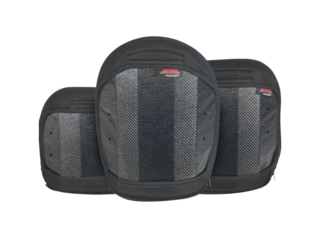 Front view of various ADI Carbon Fiber Series Backs. A sleek, black wheelchair back support made from carbon fiber. The backrest has a breathable mesh back panel and a supportive foam core, and comes in various heights. Designed for active individuals.