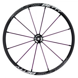Schwable purple Dino Wheels by Round Betty - High-Performance Wheelchair Wheels for a Smooth and Responsive Ride
