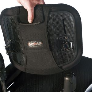 Back view of the Jay J3 Carbon Fiber Back on wheelchair. Perfect for those that demand an active lifestyle.