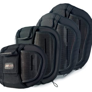 Back right view of various Jay J3 Carbon Fiber Back cushions. Perfect for those that demand an active lifestyle.