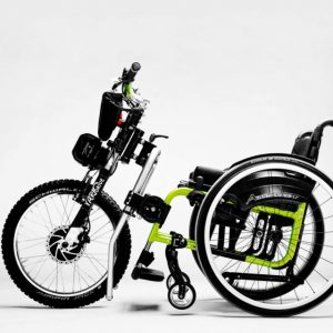 Left side image of the yellow Praschberger Vario Drive power assist. Effortless Assistance for Everyday Mobility Needs