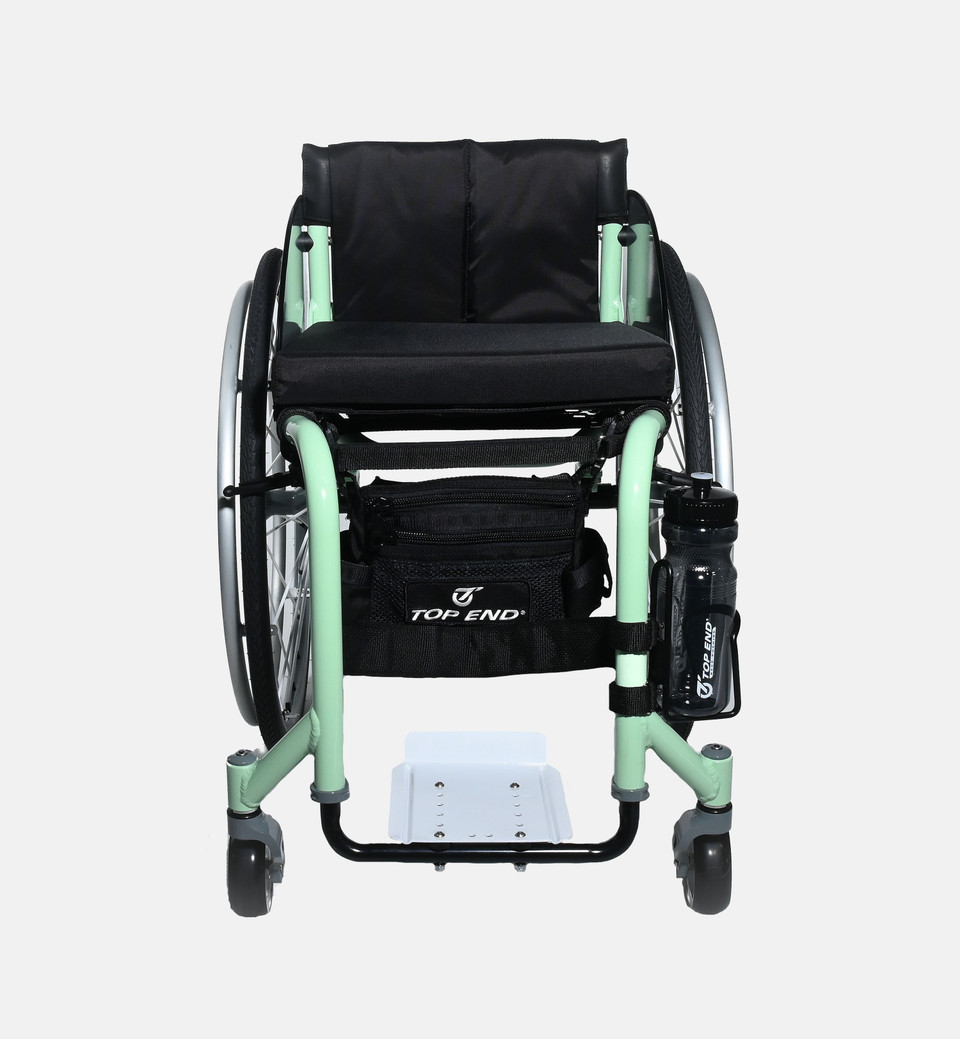 Front view of the Top End Athlite Wheelchair - Lightweight, agile manual wheelchair designed for active individuals, featuring a sleek frame and performance-oriented components.