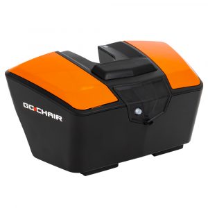 Image of the battery box on the Go Chair Wheelchair - Lightweight, portable manual wheelchair designed for easy folding and transportation, ideal for travel and storage.