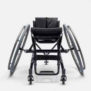 Front view of the Top End Ultimate Pickleball Chair (UPB) - Custom-built, lightweight wheelchair designed specifically for pickleball players, featuring adjustable seating and maneuverability for optimal performance