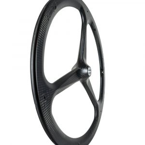 Side Image of the Carbon Spoke Wheel - Lightweight, high-performance bicycle wheel with aerodynamically designed carbon fiber spokes for increased stiffness and reduced weight.