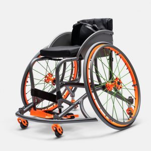 Front view of the Top End Paul Schulte 7000 Series Basketball Wheelchair (PS7) - High-performance, custom-built wheelchair designed for basketball, featuring a lightweight aluminum frame for speed and maneuverability.