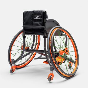 Back view of the Top End Paul Schulte 7000 Series Basketball Wheelchair (PS7) - High-performance, custom-built wheelchair designed for basketball, featuring a lightweight aluminum frame for speed and maneuverability.