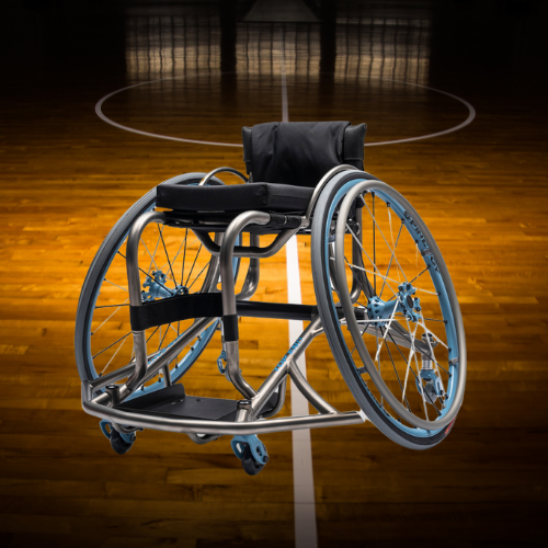 Front image of the Top End GOAT Basketball Court Chair - Lightweight, maneuverable wheelchair designed for basketball court play, featuring a rigid frame, sports tires, and adjustable components for optimal performance.