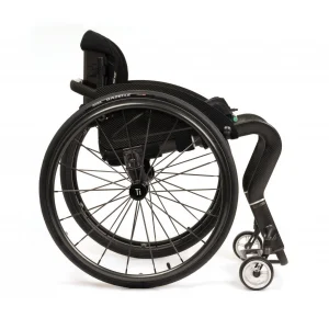 Side view of the TiLite CR1 Carbon Fiber Ultra-Light Wheelchair - Lightweight, high-performance rigid wheelchair frame made from carbon fiber, designed for customizable seating and maneuverability.