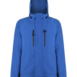 Front view of the Kinetic Balance QT Blue Winter Jacket - Blue, wheelchair-friendly jacket with a unique 50/50 fit, designed for warmth, comfort, and mobility.