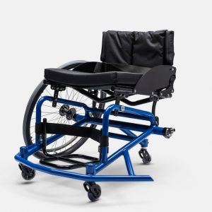 Front image of the blue Top End Sport BB Basketball Wheelchair - Lightweight, high-performance wheelchair designed for basketball, featuring a reinforced frame, responsive handling, and customizable seating for optimal performance.