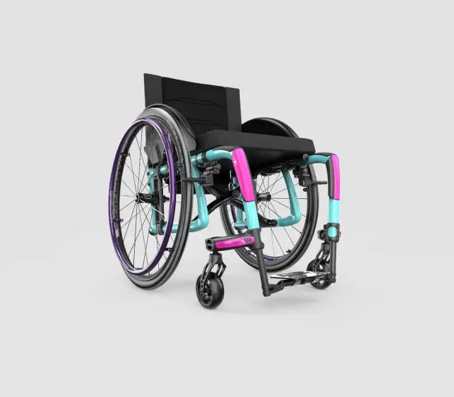 Image of the Fushia Veloce Wheelchair - Lightweight, high-performance manual wheelchair designed for speed and agility, featuring a racing-inspired frame and aerodynamic design.